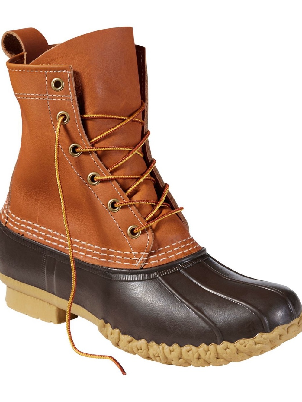 L.L. Bean Women's Two-Tone Duck Boots in Brown and Tan